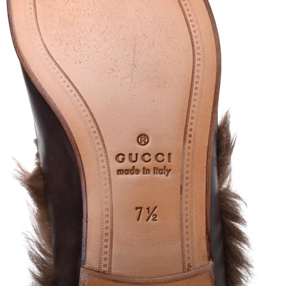 Gucci Calfskin Fur Mens Jordaan Loafers 7.5 Dark Brown Natural 6 of 14