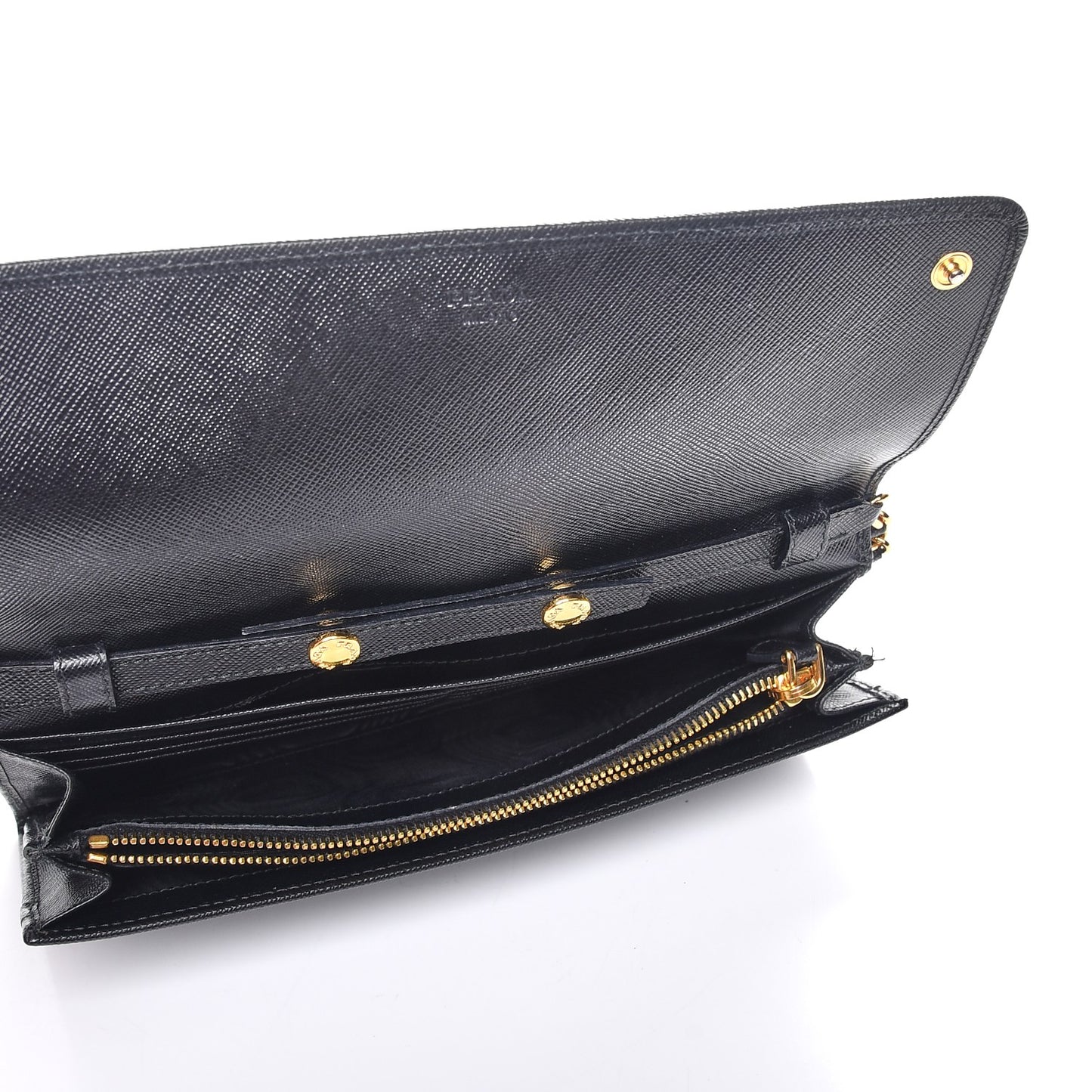 Saffiano Metal Oro Chain Wallet Nero Black