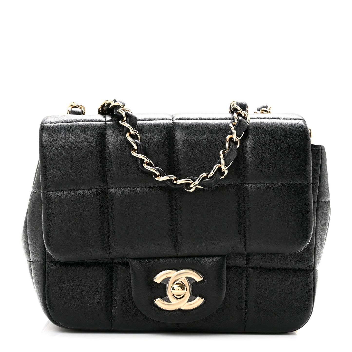 Lambskin Resin Crystal Square Quilted Mini Monacoco Flap Black