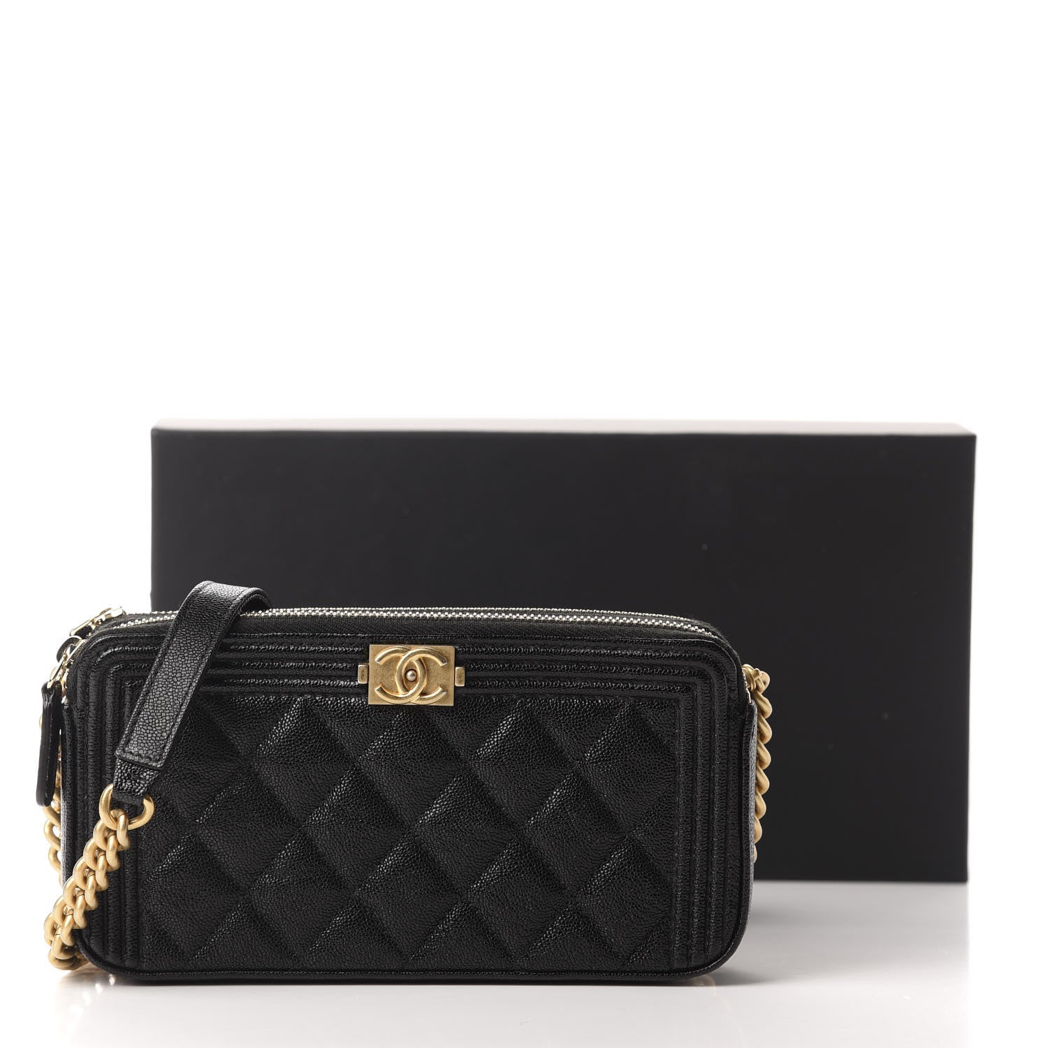 Chanel Caviar Quilted Small Boy Clutch With Chain Black 12 of 12