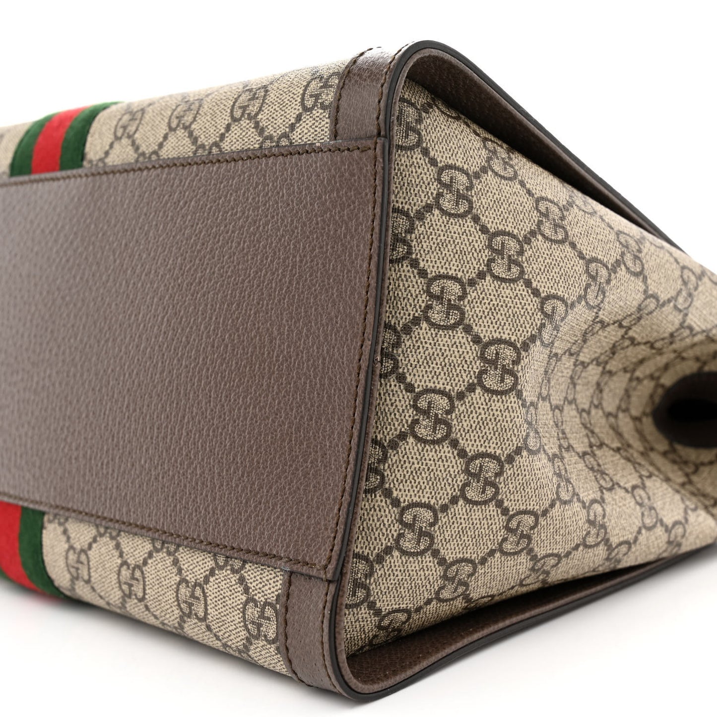 GG Supreme Monogram Web Medium Ophidia Tote Bag Brown