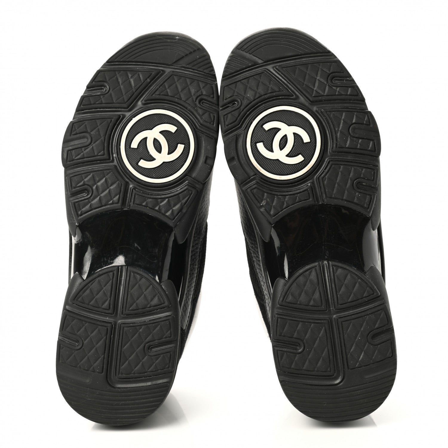 Chanel Mesh Suede Grained Calfskin Womens CC Sneakers 39 Black White 5 of 8