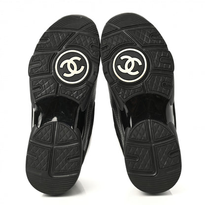 Chanel Mesh Suede Grained Calfskin Womens CC Sneakers 39 Black White 5 of 8
