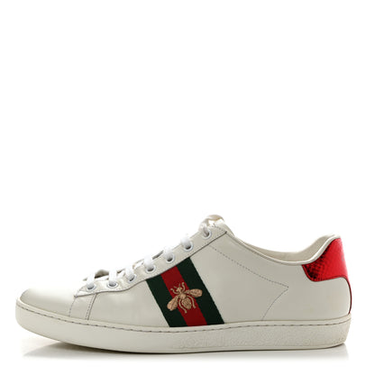 Gucci Calfskin Ayers Bee Embroidered Womens Ace Sneakers 39.5 White Green 1 of 8