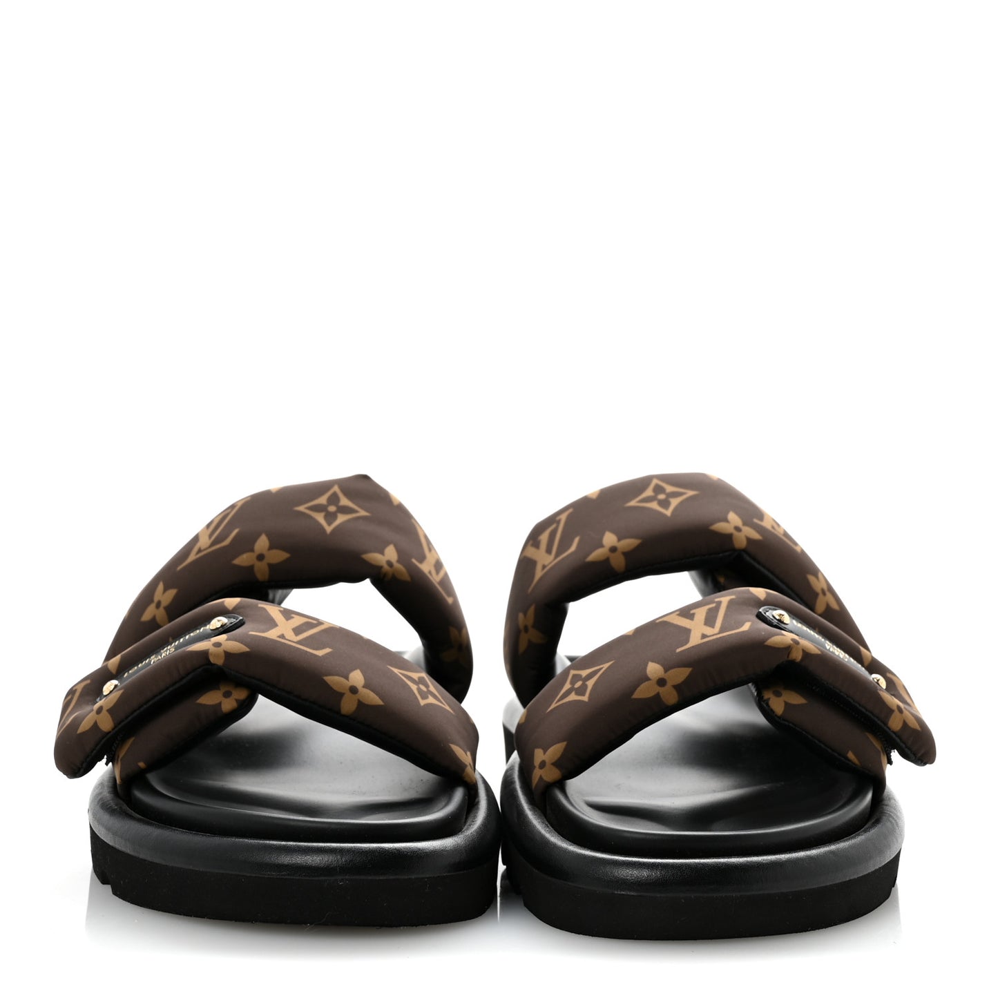 Nylon Monogram LV Pool Pillow Flat Comfort Mule 37 Cacao Brown