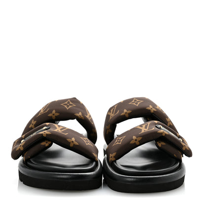 Louis Vuitton Nylon Monogram LV Pool Pillow Flat Comfort Mule 37 Cacao Brown 3 of 11
