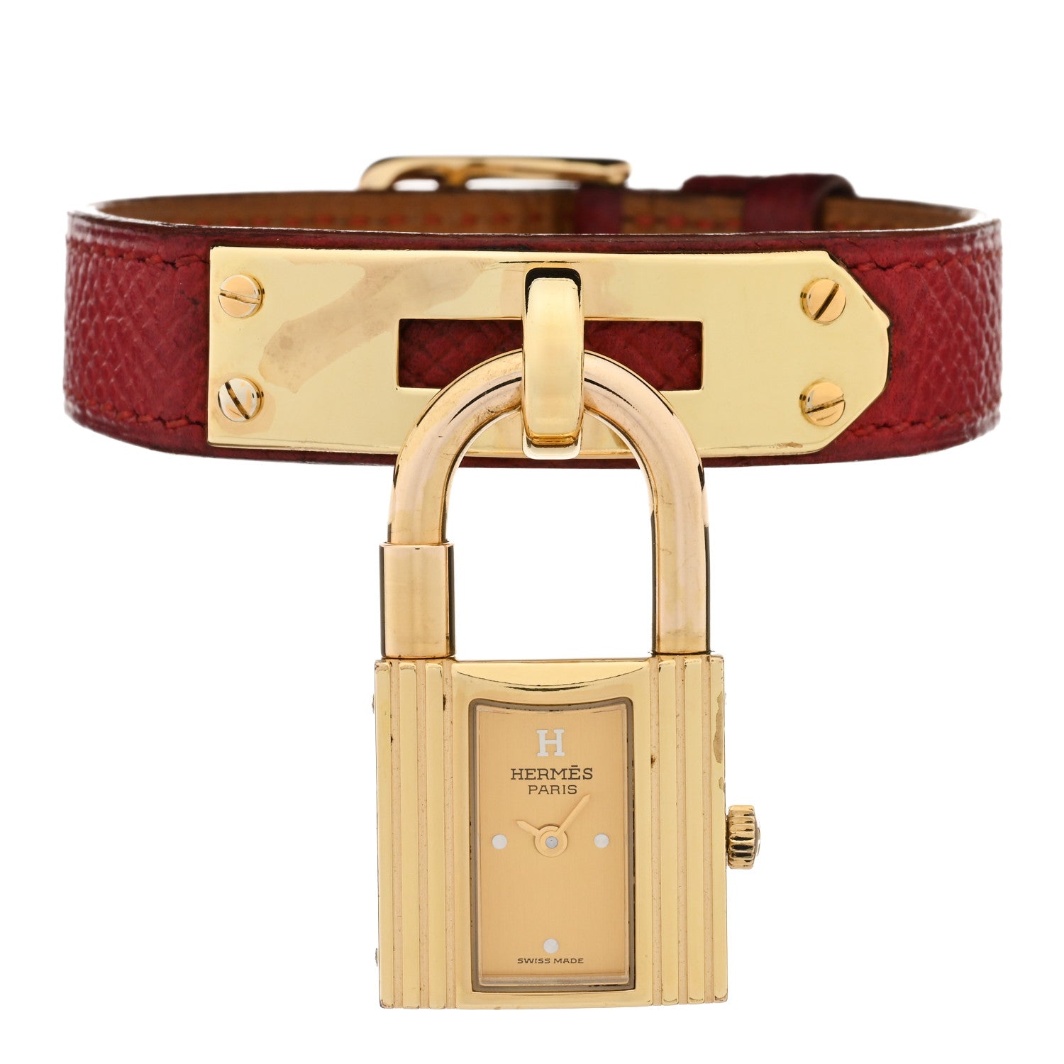 Hermes Stainless Steel Courchevel 20mm Kelly Cadena Quartz Watch Rouge 1 of 4