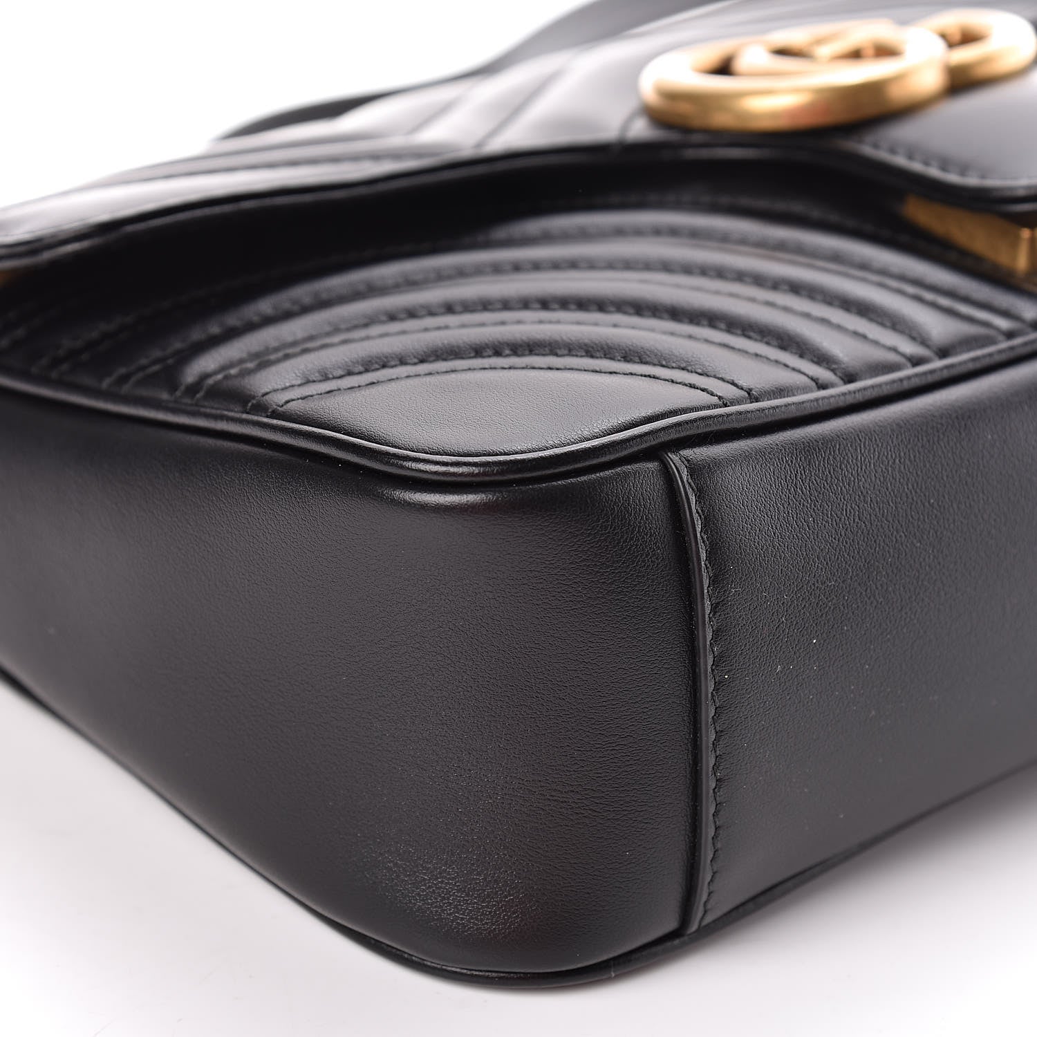 Gucci Calfskin Matelasse Small GG Marmont Shoulder Bag Black 8 of 11