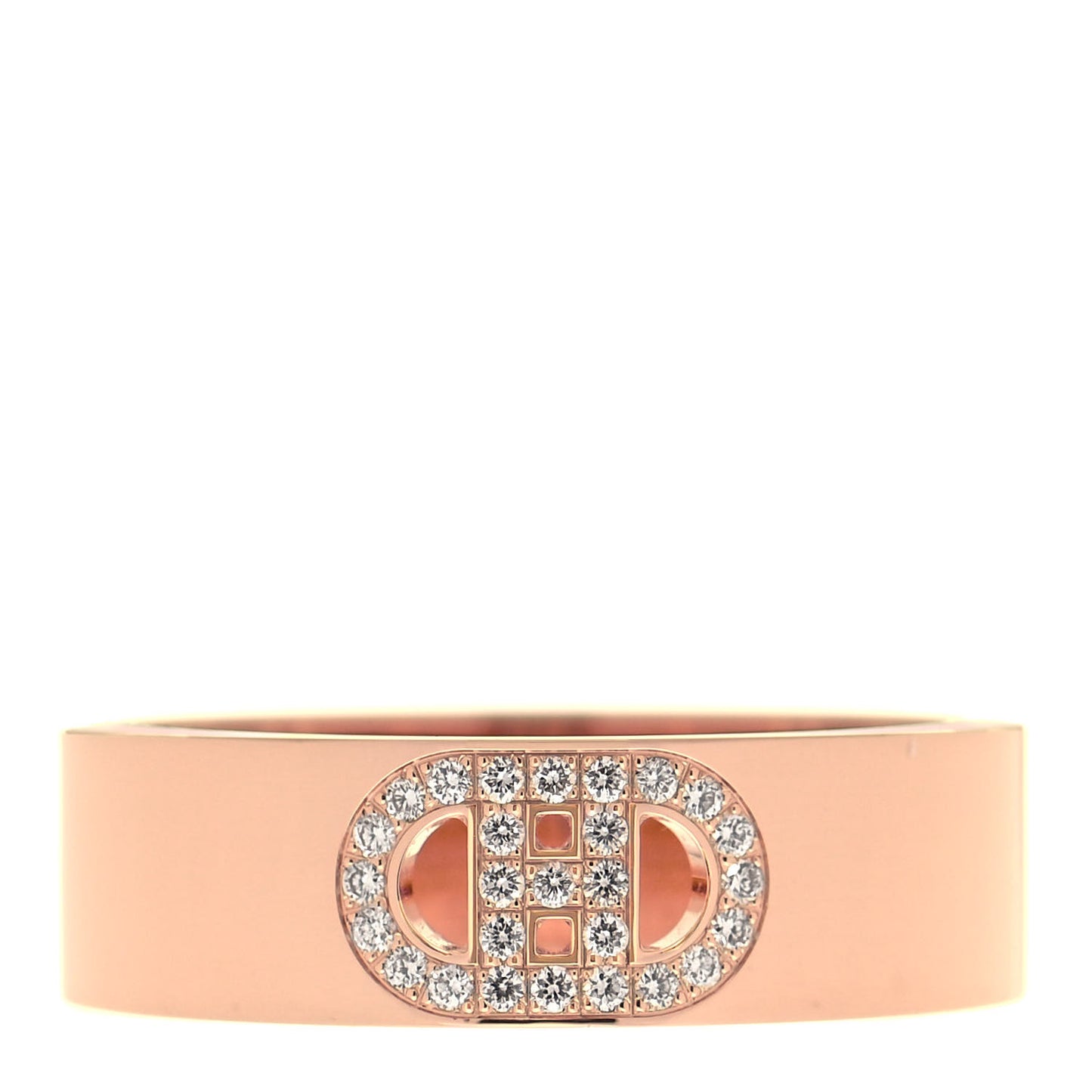 18K Rose Gold Diamond PM H D'Ancre Ring 53 6.25