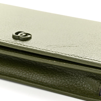 Gucci Dollar Calfskin Enamel Monochrome Mini GG Marmont Chain Wallet Military Wood 11 of 11