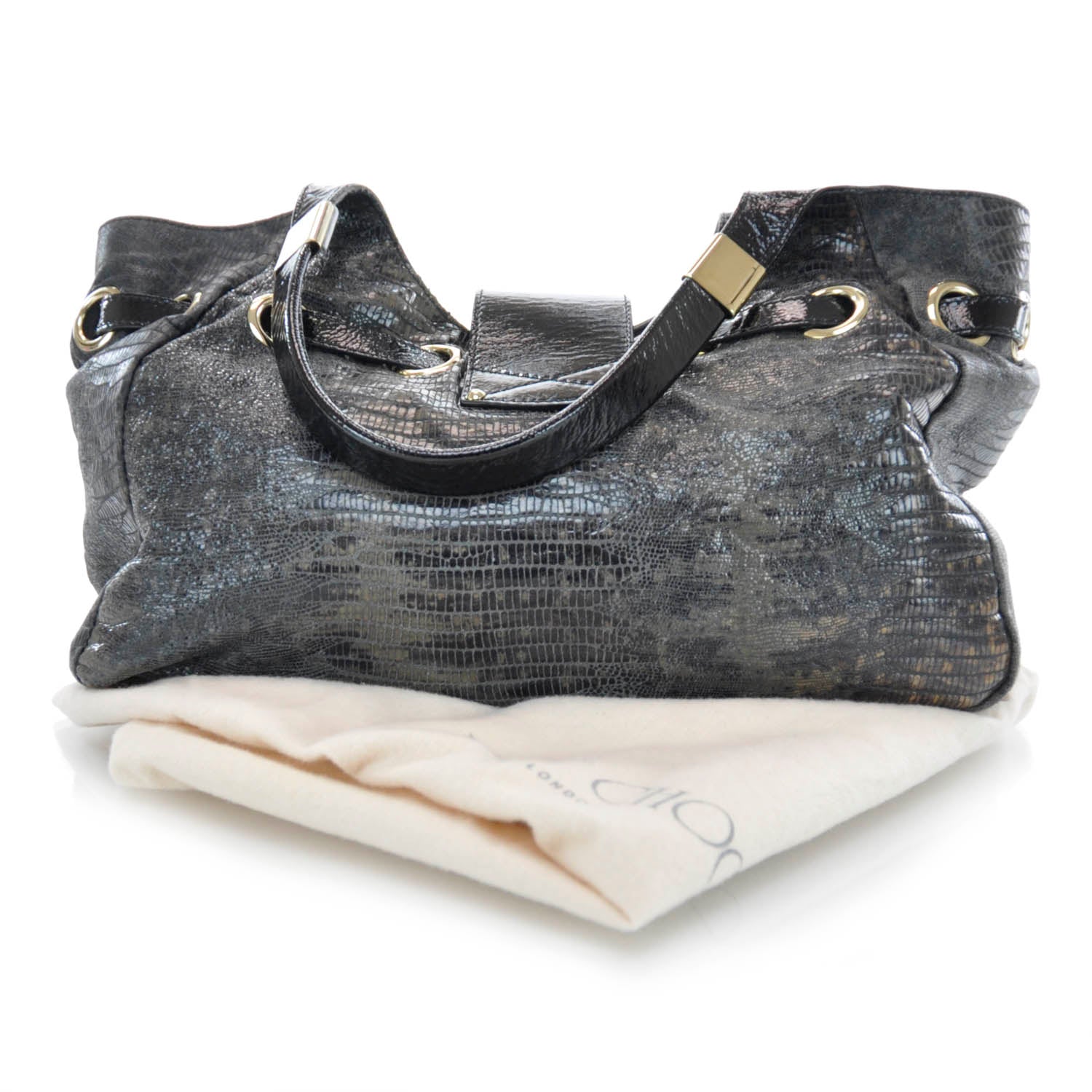 Jimmy Choo Lizard Embossed Patent Radiant Hobo 3 of 9