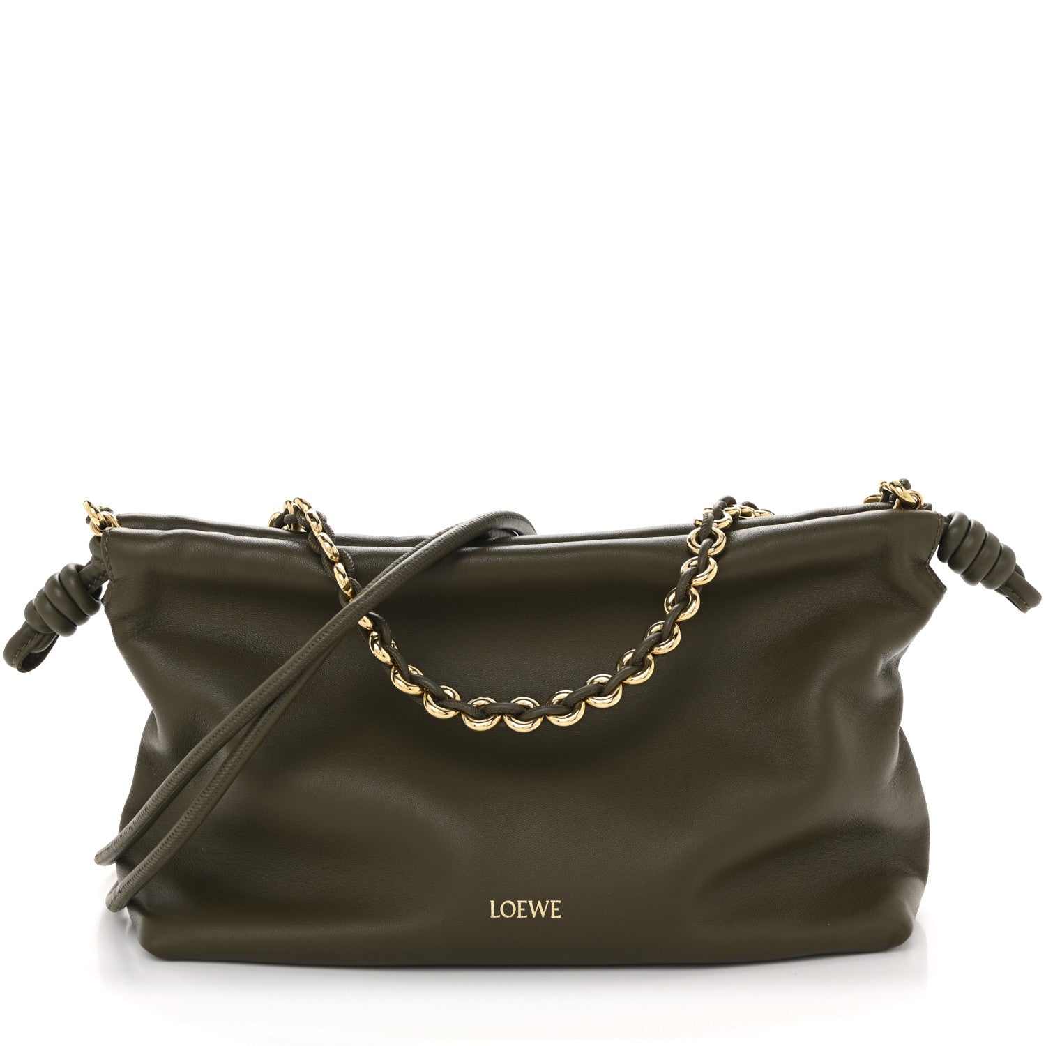 Loewe Mellow Nappa Medium Donut Chain Flamenco Knot Clutch Dark Khaki 1 of 12