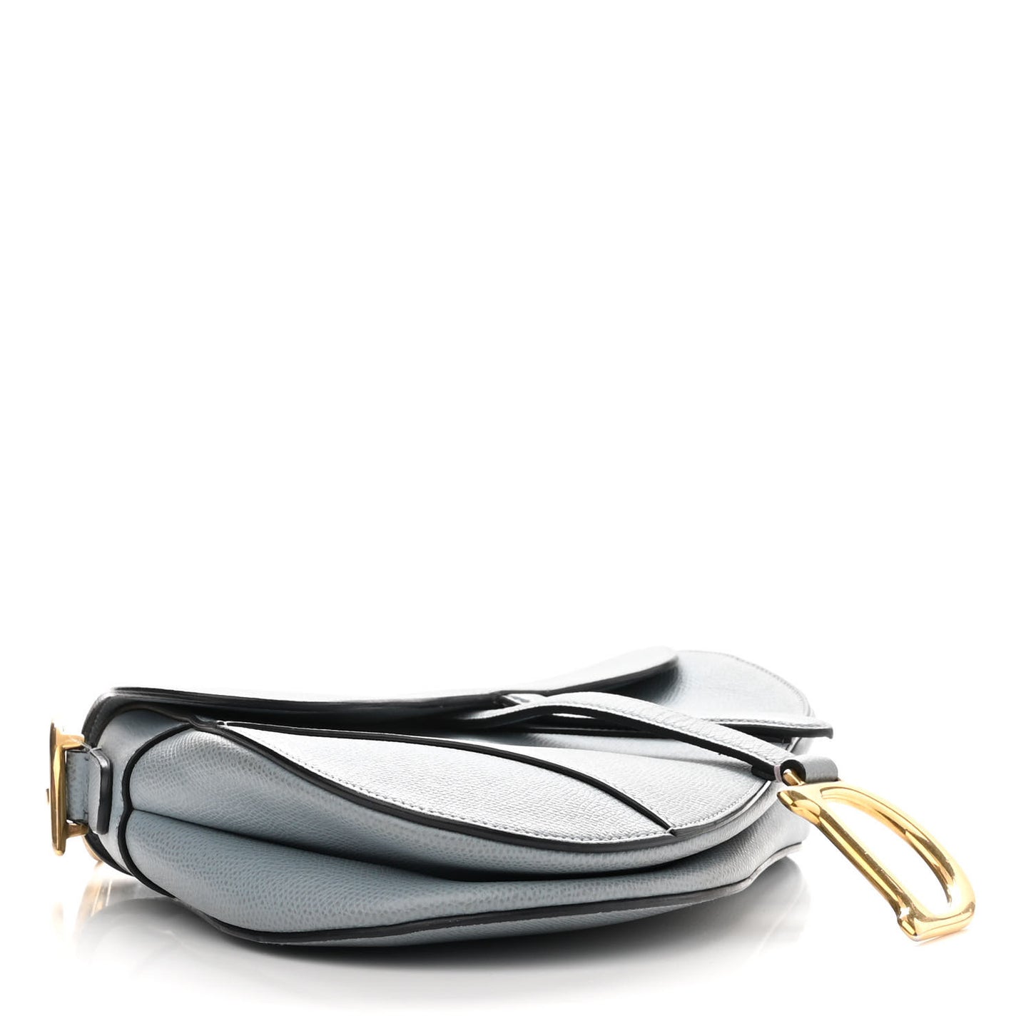 Grained Calfskin Saddle Bag Grey Stone