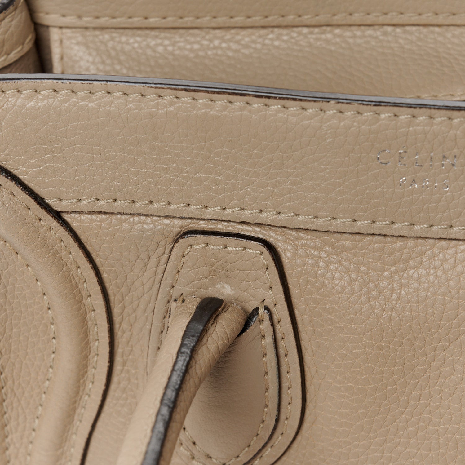 Celine Drummed Calfskin Nano Luggage Dune 12 of 12