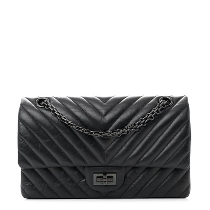Chanel Aged Calfskin Chevron Quilted 2.55 Reissue 225 Flap So Black 1 of 12