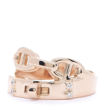 Hermes 18K Rose Gold Diamond Kelly Double Tour Ring 49 4.75 2 of 5