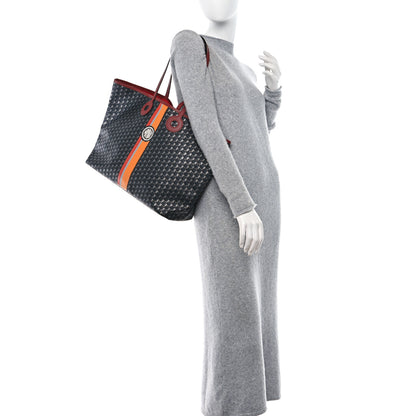 Moynat Grained Calfskin Canvas 1920 Oh! Tote Ruban GM Carbon Silver Madder 2 of 11