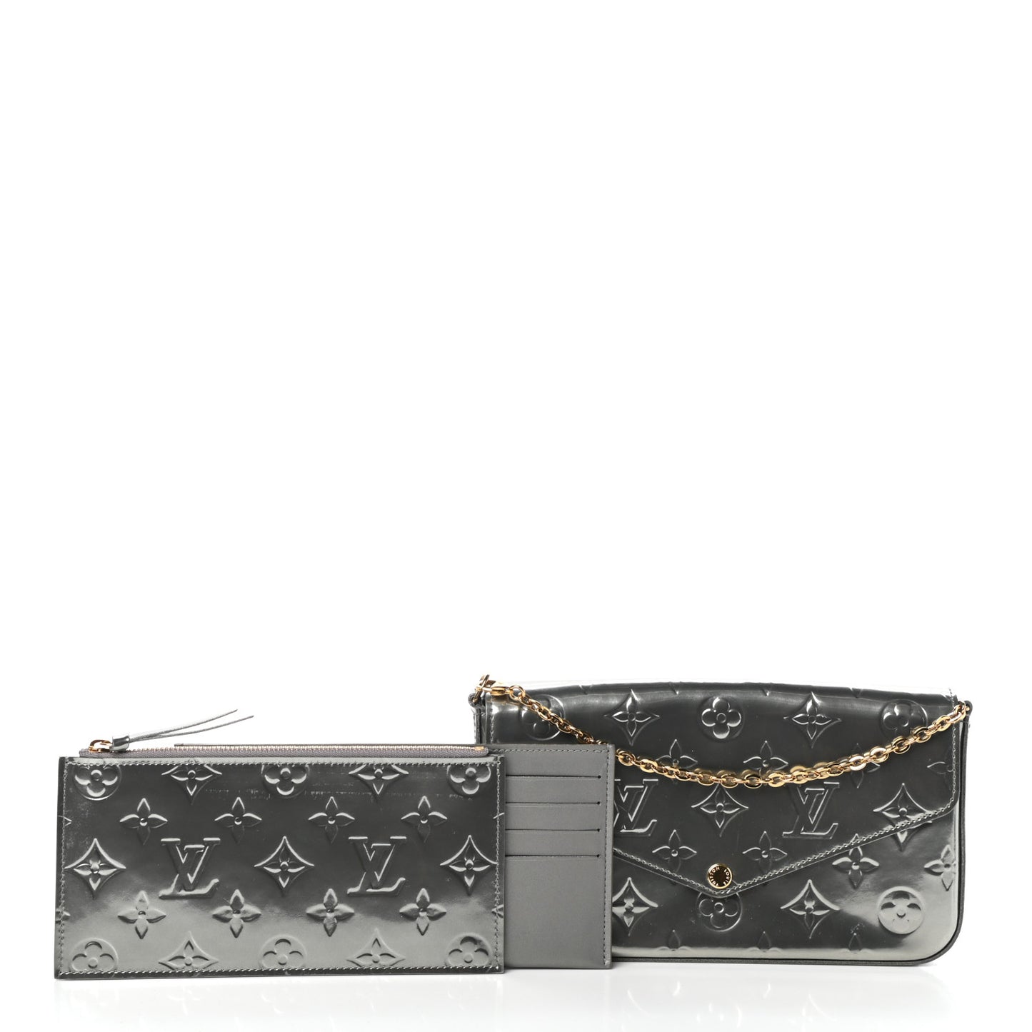 Vernis Felicie Pochette Chain Wallet Gris Metal