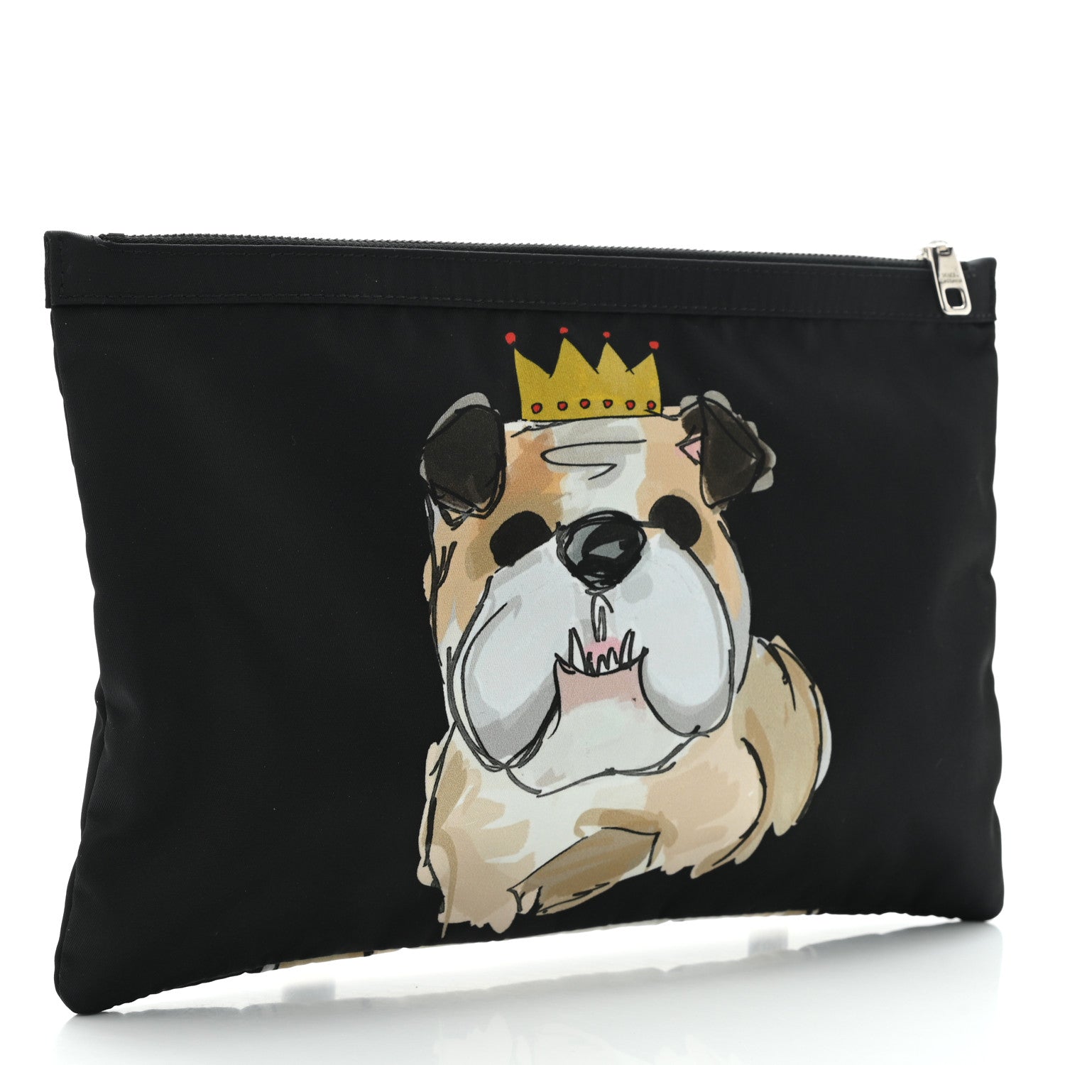 Dolce & Gabbana Nylon Bulldog Print Pouch Black 3 of 9