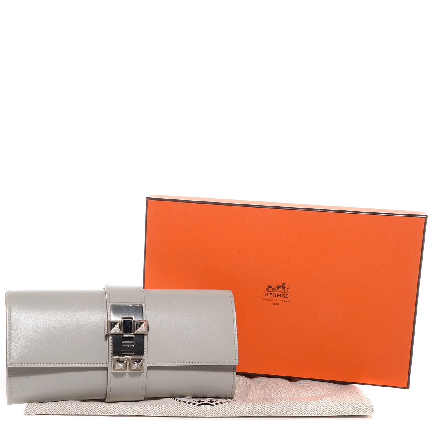 Hermes Tadelakt Medor Clutch 23 Gris Perle 5 of 10