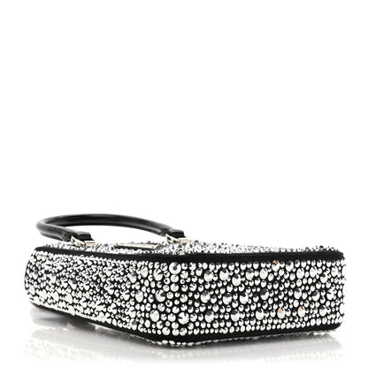 Prada Satin Crystal Metal Triangle Logo Small Double Handle Crossbody Tote Metal 4 of 9