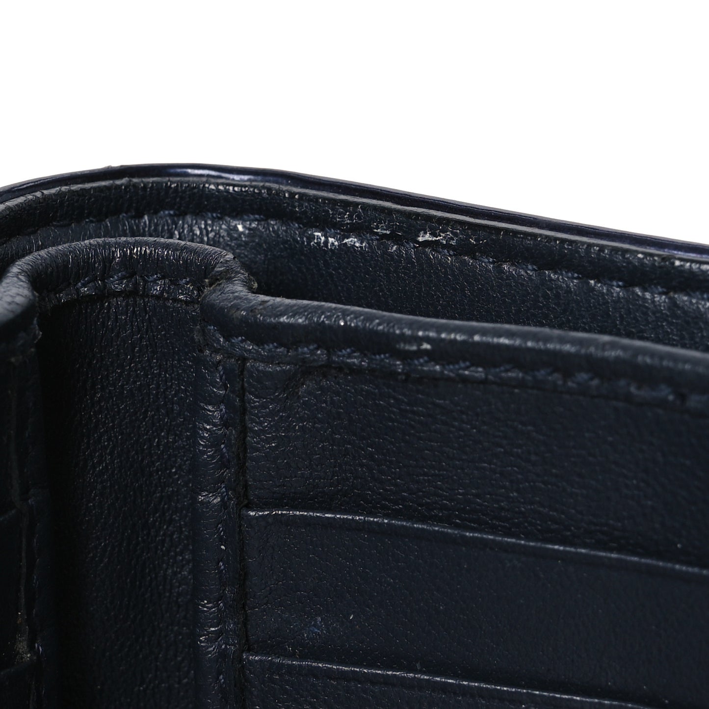 Metallic Patent Micro-Cannage Diorama Elancee Wallet Dark Blue