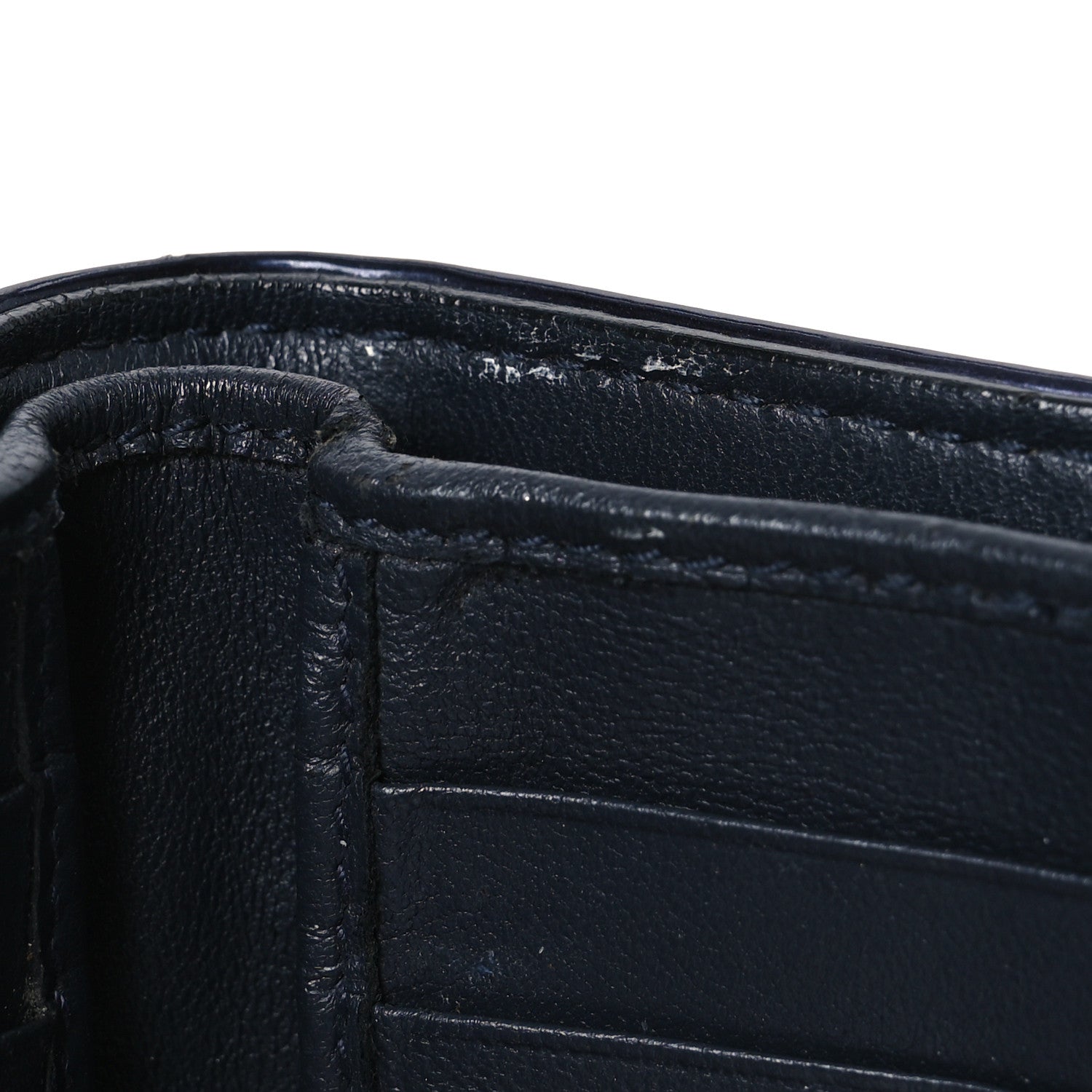 Christian Dior Metallic Patent Micro-Cannage Diorama Elancee Wallet Dark Blue 10 of 16
