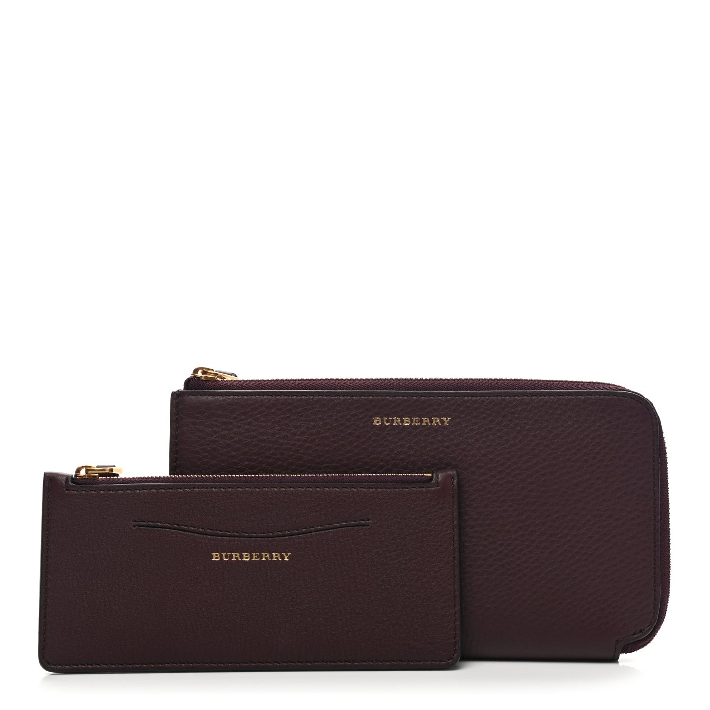 Grained Calfskin Zip Wallet Burgundy