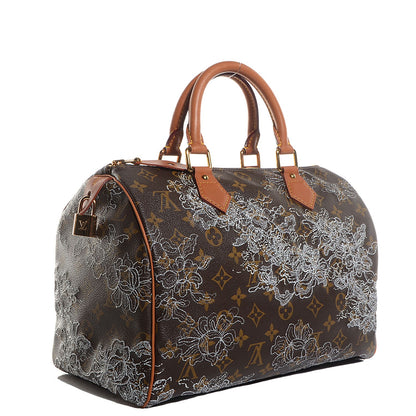 Louis Vuitton Monogram Dentelle Speedy 30 Silver 3 of 7
