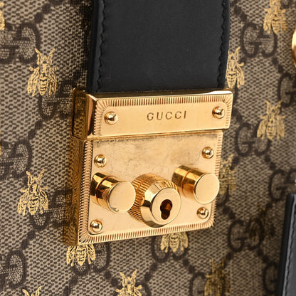 Gucci GG Supreme Monogram Bees Small Padlock Tote Beige Oro Black 11 of 11