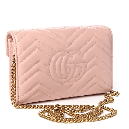 Gucci Calfskin Matelasse GG Marmont Chain Wallet Perfect Pink 4 of 18