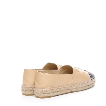 Chanel Lambskin CC Espadrilles 39 Beige Black 3 of 9