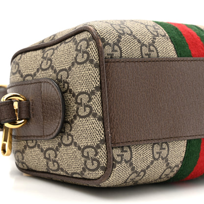 Gucci GG Supreme Monogram Textured Dollar Calfskin Web Super Mini Ophidia Top Handle Bowler Bag Beige Ebony New Acero 10 of 15