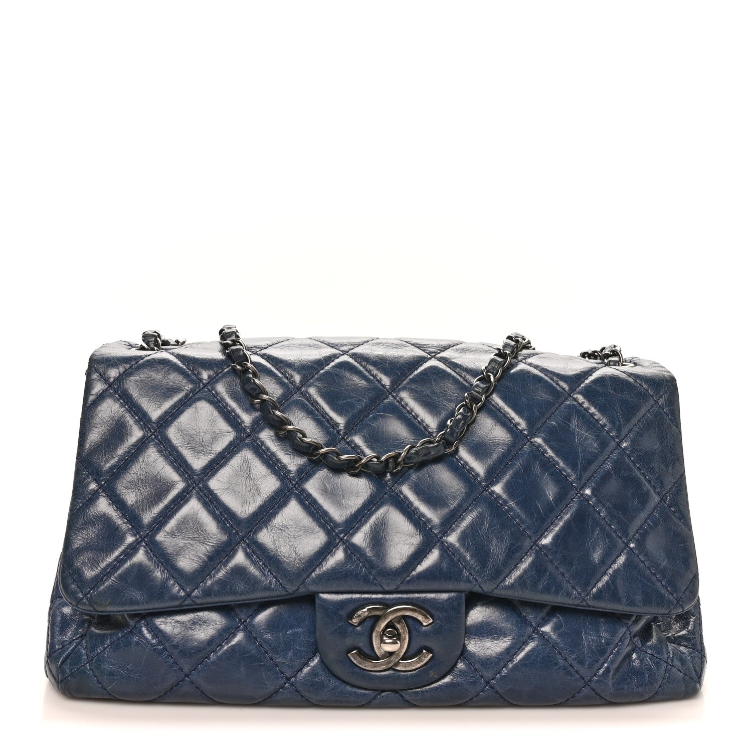 Chanel Glazed Calfskin Quilted Large Coco Soft Flap Navy 1 of 10