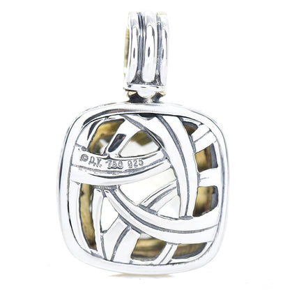 David Yurman Sterling Silver 18K Yellow Gold Prasiolite 14mm Albion Pendant 2 of 3