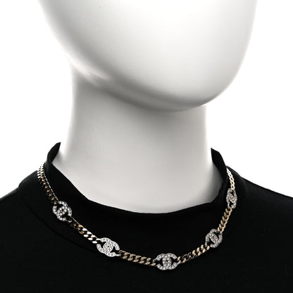 Chanel Crystal Chain CC Link Choker Gold Silver 2 of 6