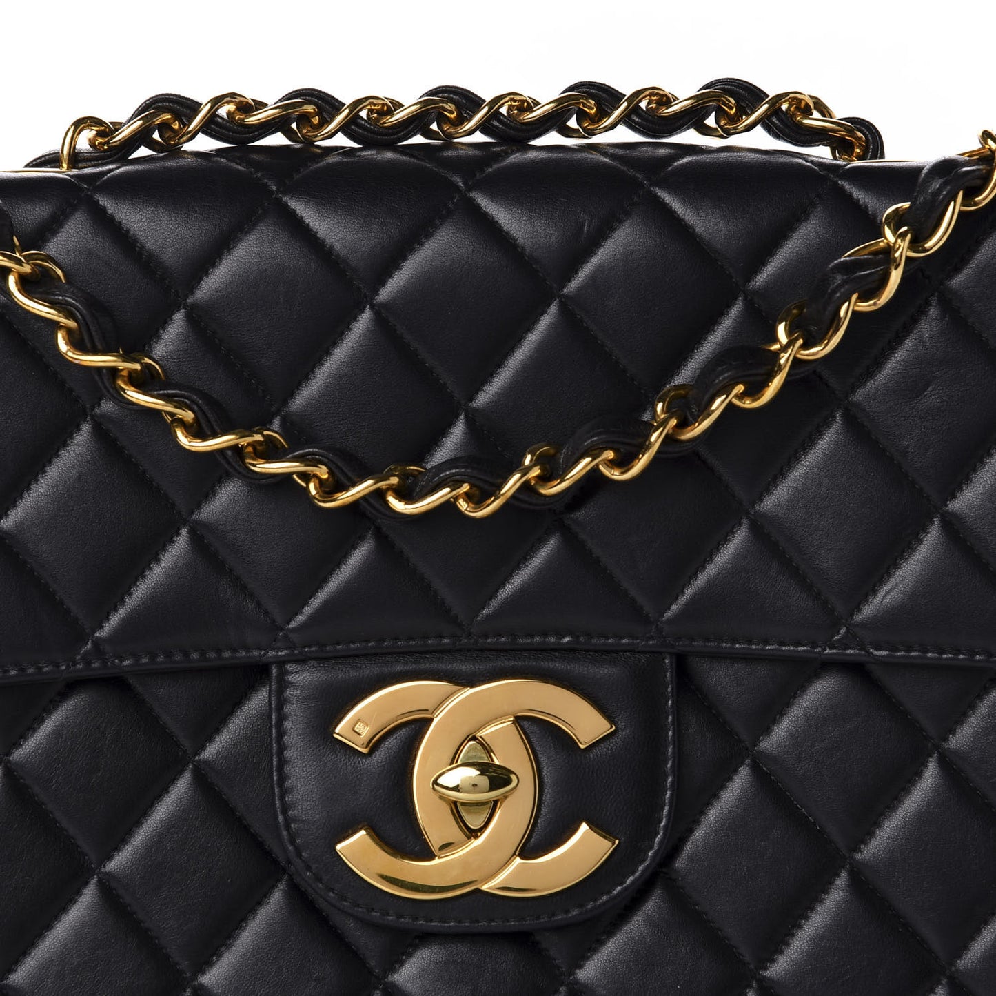 Lambskin Quilted XL Jumbo Single Flap Black