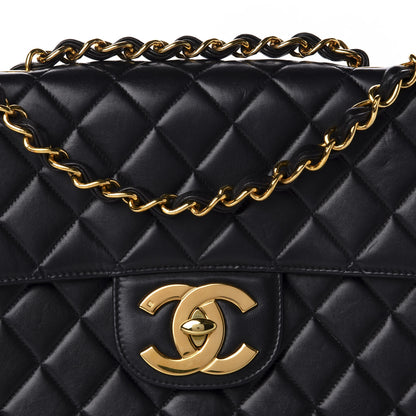 Chanel Lambskin Quilted XL Jumbo Single Flap Black 11 of 12
