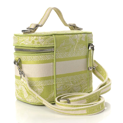 Christian Dior Canvas Embroidered Toile De Jouy Small Travel Vanity Case Green 2 of 7
