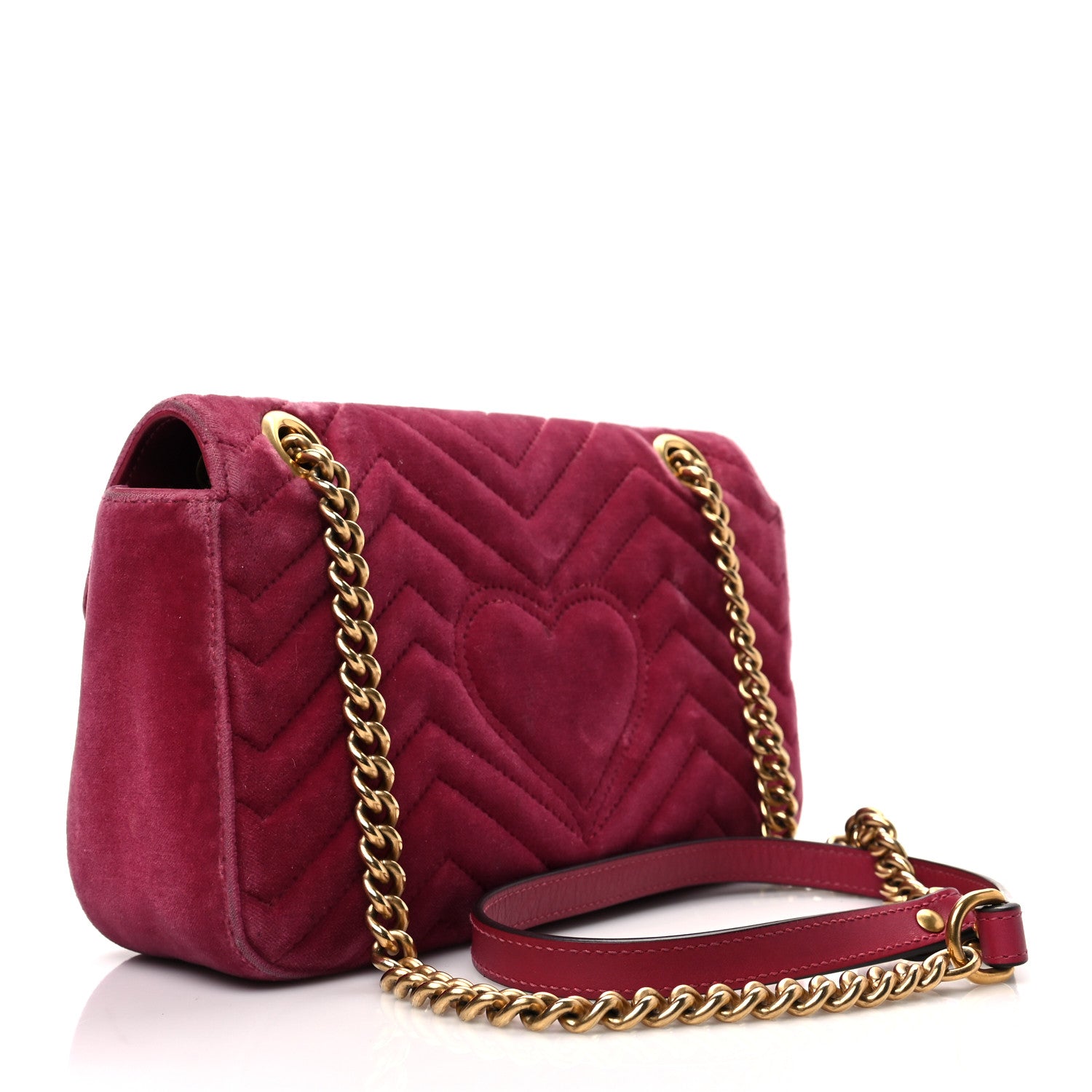 Gucci Velvet Matelasse Small GG Marmont Shoulder Bag Light Raspberry Rose 3 of 9