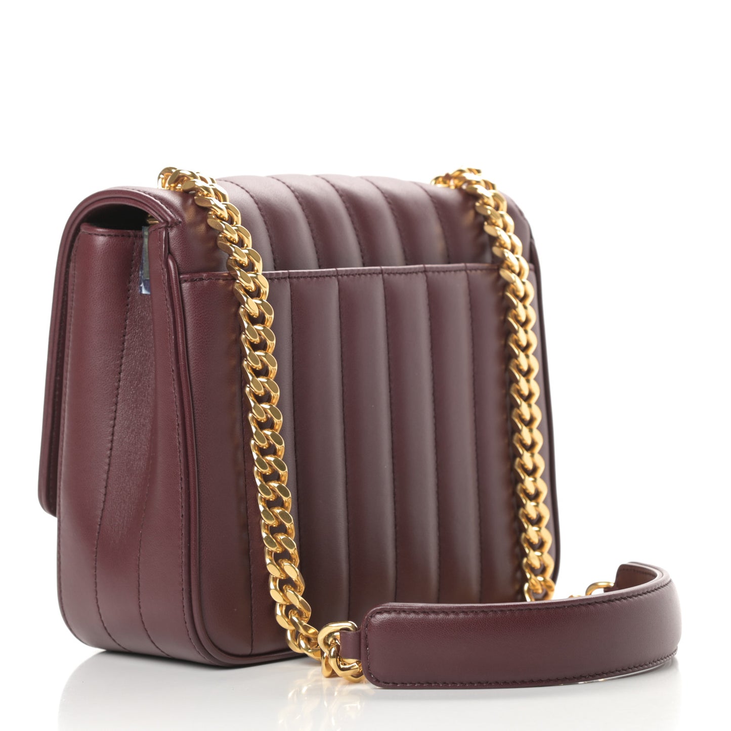 Lambskin Matelasse Monogram Medium Vicky Chain Bag Dark Legion Red