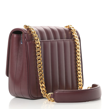 Saint Laurent Lambskin Matelasse Monogram Medium Vicky Chain Bag Dark Legion Red 3 of 12