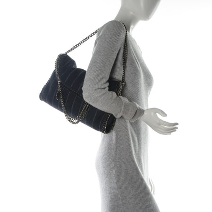 Stella McCartney Wool Stripe Falabella Fold Over Tote Navy 2 of 8