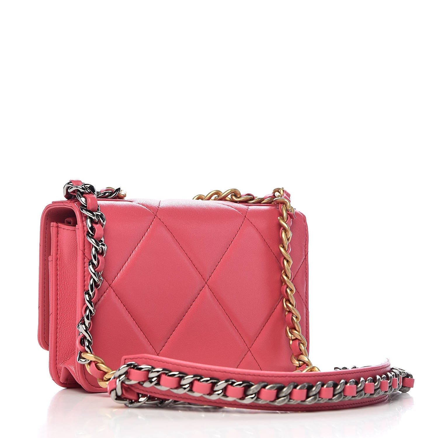Chanel Lambskin Quilted 19 Wallet On Chain WOC Pink 3 of 13