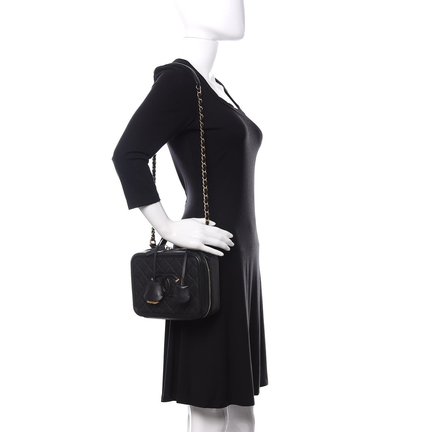 Chanel Caviar Quilted Medium CC Filigree Vanity Case Black 2 of 10
