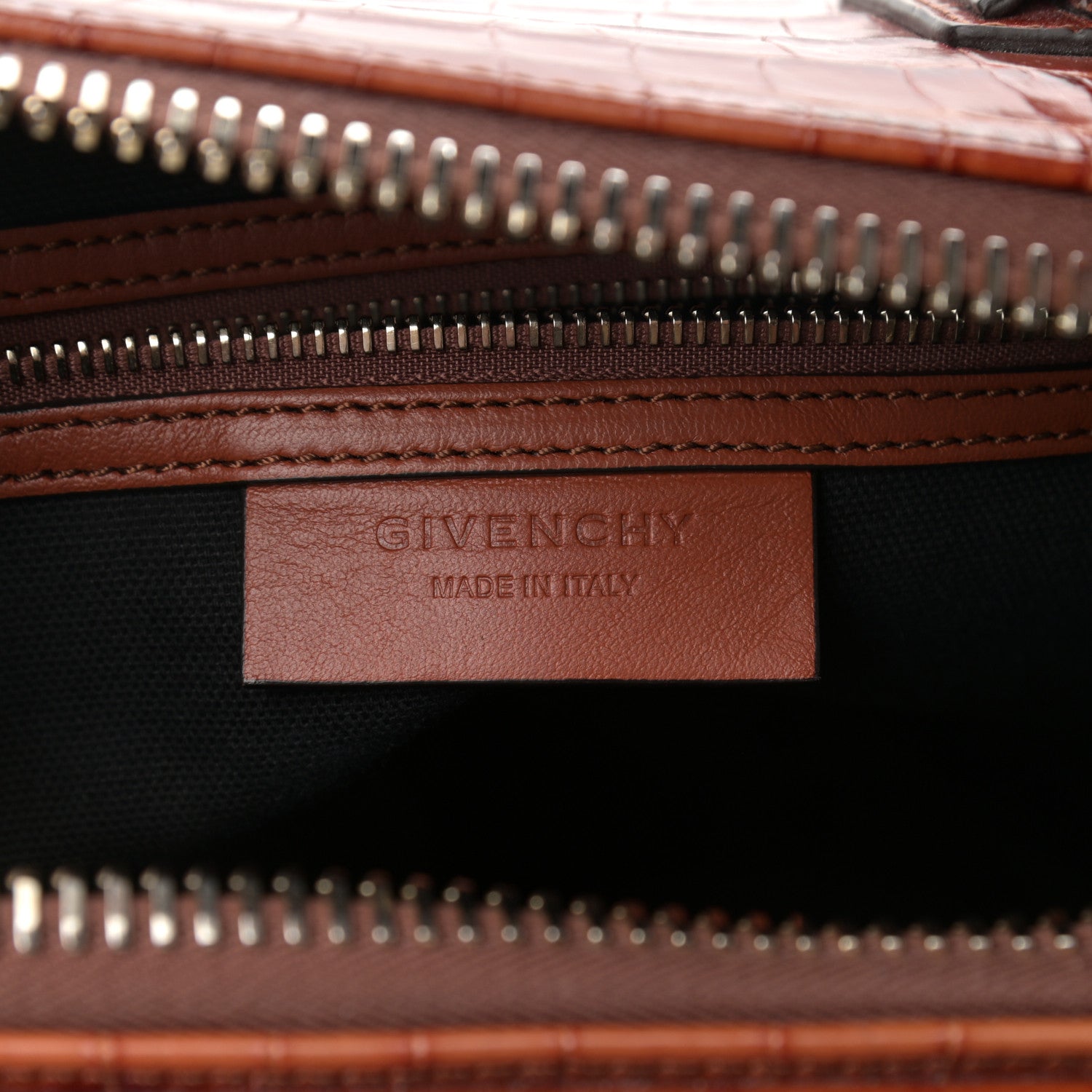 Givenchy Calfskin Crocodile Embossed Small Antigona Cognac 6 of 11