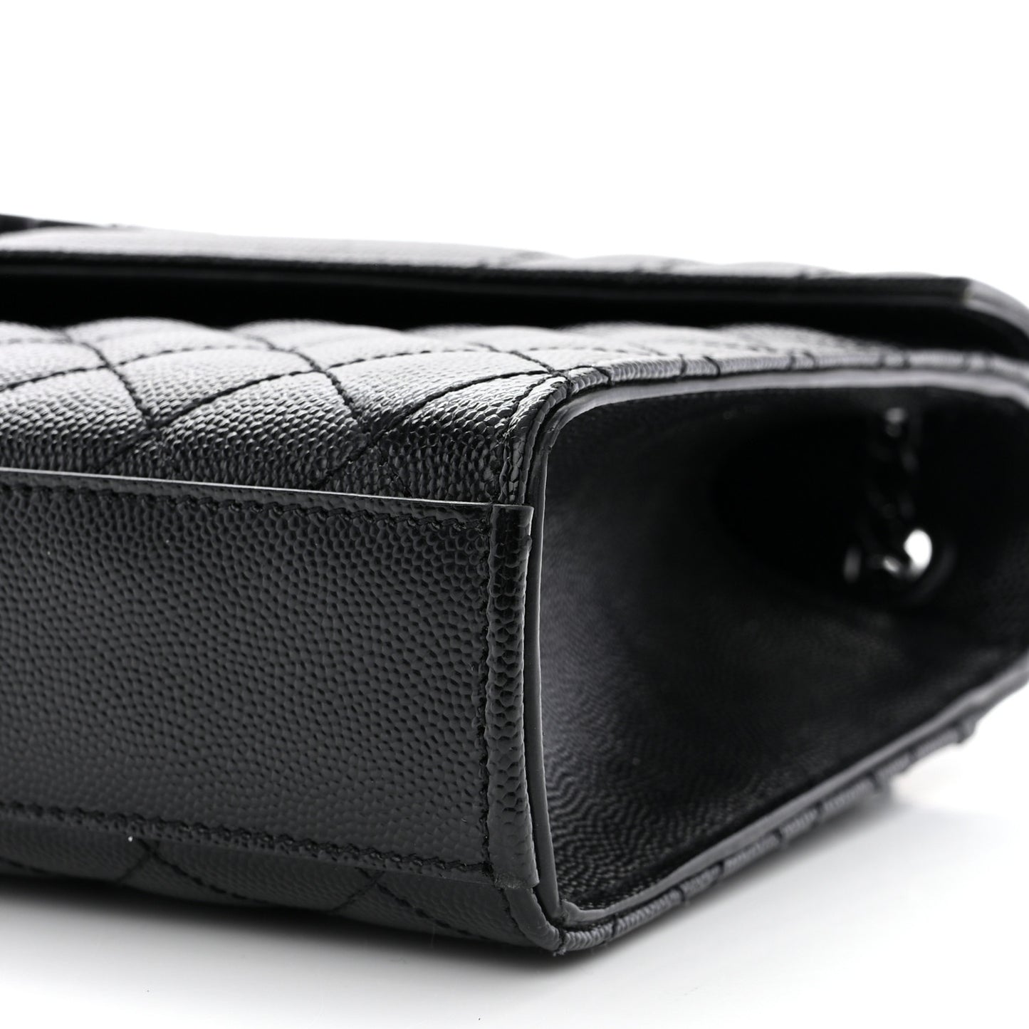 SAINT LAURENT Grain De Poudre Textured Mixed Matelasse Triquilt Medium Monogram Monochrome Satchel Black