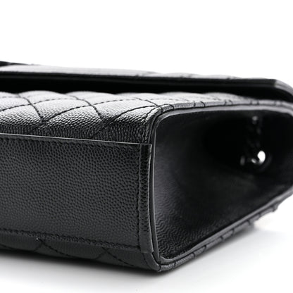 Saint Laurent SAINT LAURENT Grain De Poudre Textured Mixed Matelasse Triquilt Medium Monogram Monochrome Satchel Black 10 of 11