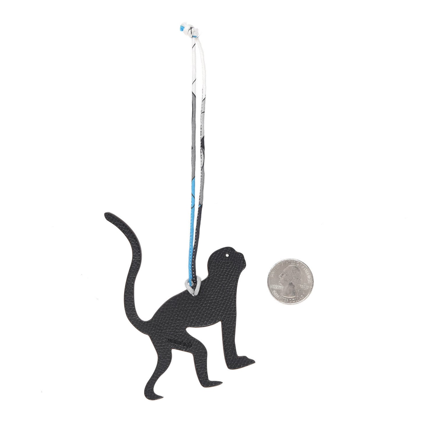 Togo Epsom Petit H Monkey Bag Charm Rouge Casaque Black