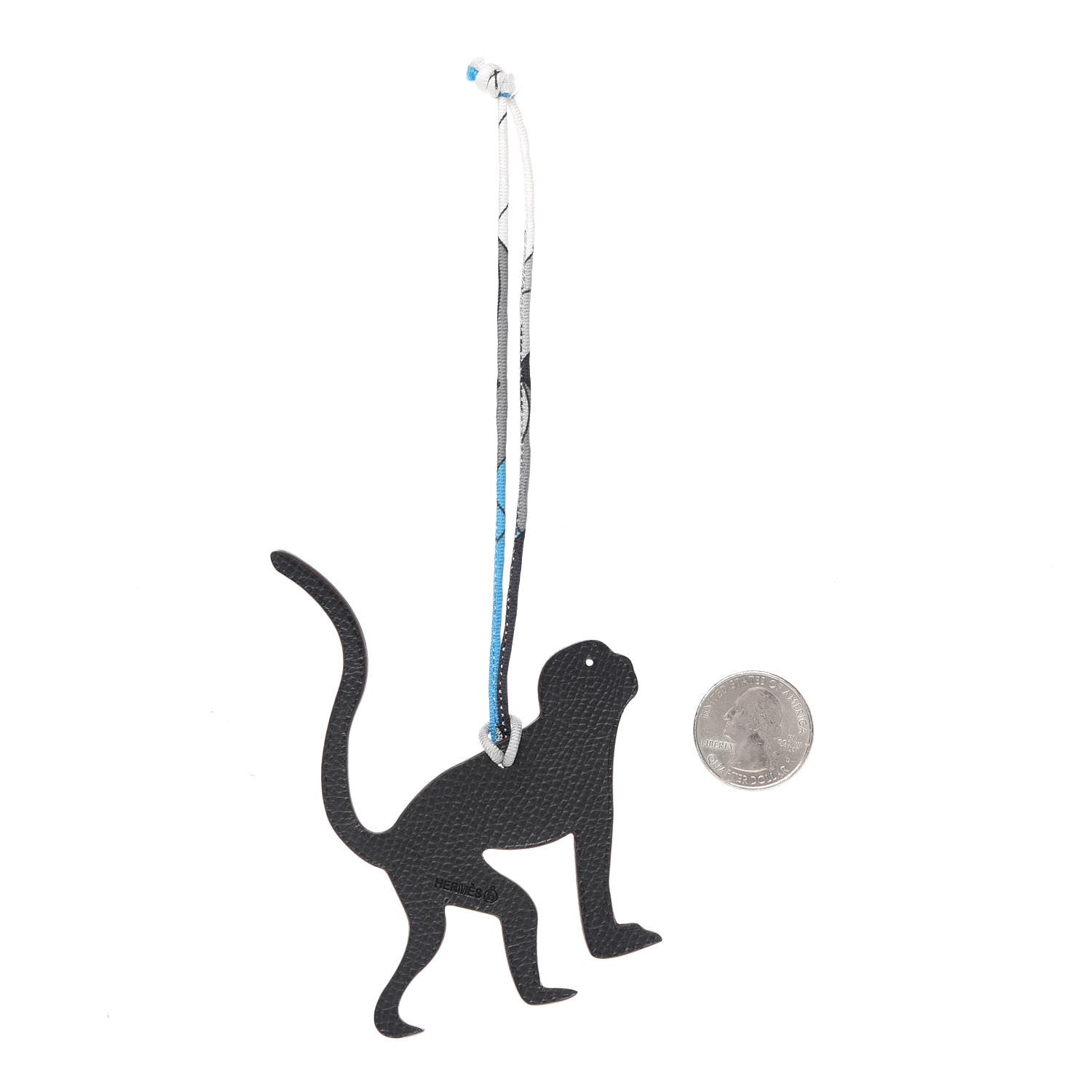 Hermes Togo Epsom Petit H Monkey Bag Charm Rouge Casaque Black 2 of 3